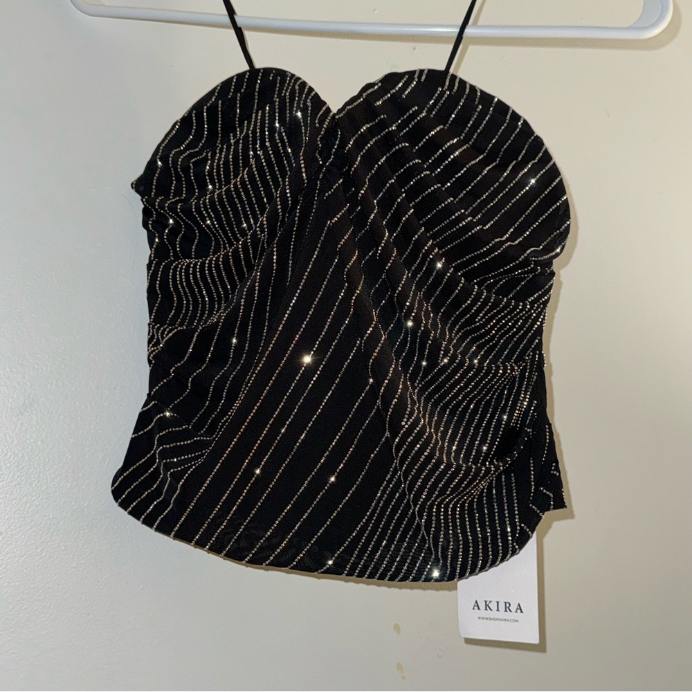 AKIRA Black and Gold Sparkle Camisole